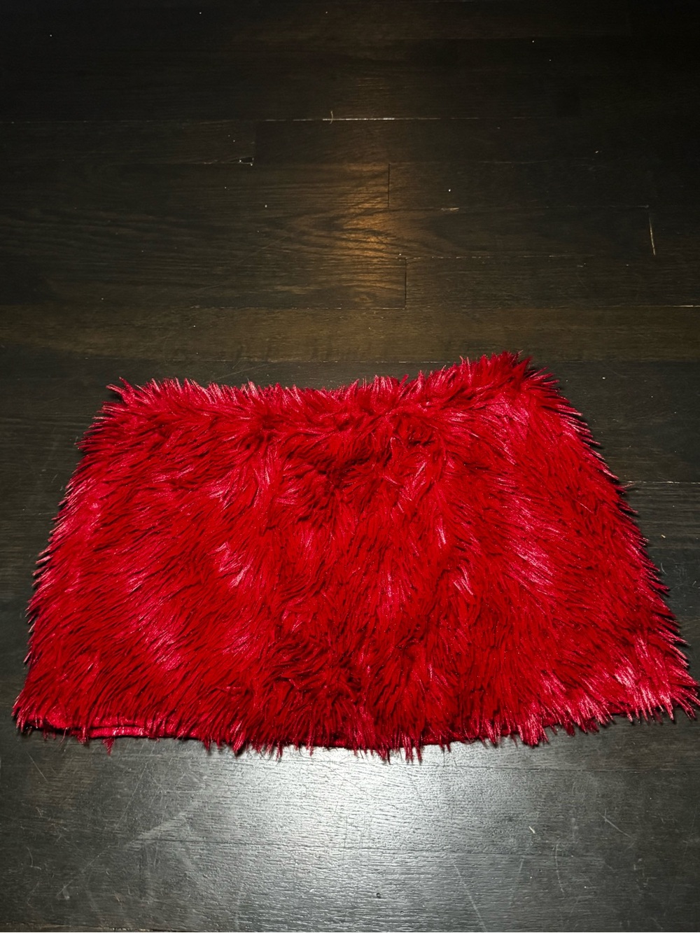 SHEIN Red Faux Fur Mini Skirt